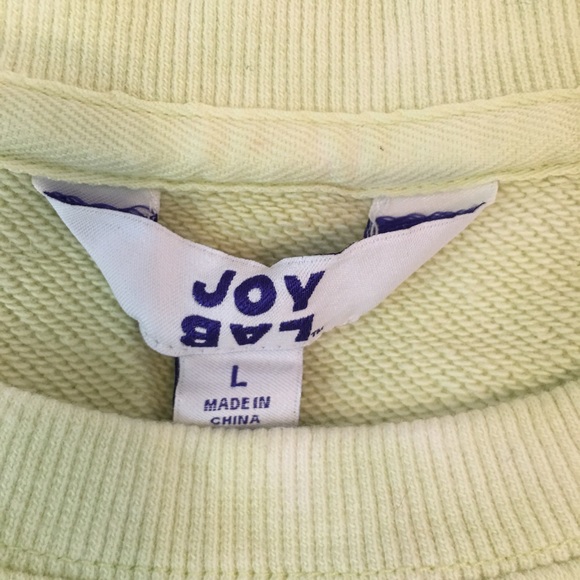 JoyLab Zip Slit Hem Tie Dye Lemon-Lime Lightweight Sweatshirt Size L - Picture 3 of 6